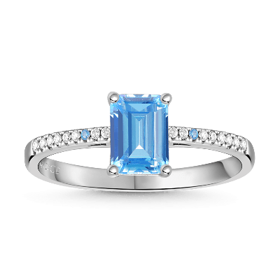 Blue Rectangle-Cut Ring