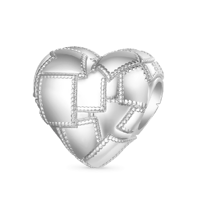 Metallic Silver Texture Heart Charm