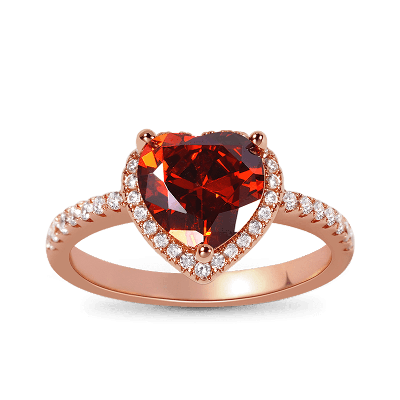 Red Heart Halo Ring