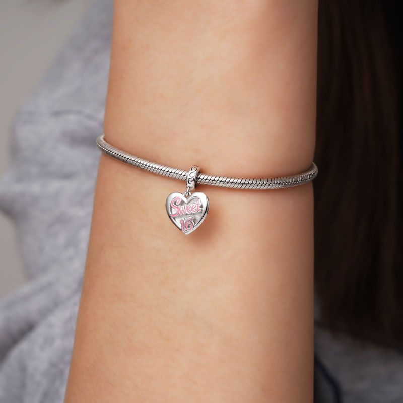 Gnoce Sweet 16 Heart Engravable Pendant Dangle Charm