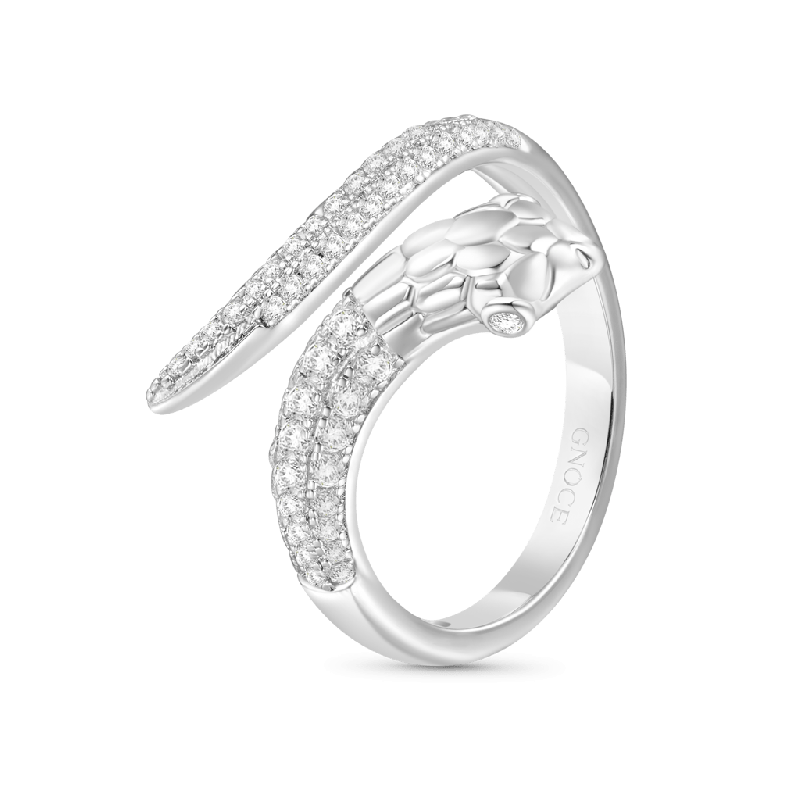 Pave White CZ Snake Ring