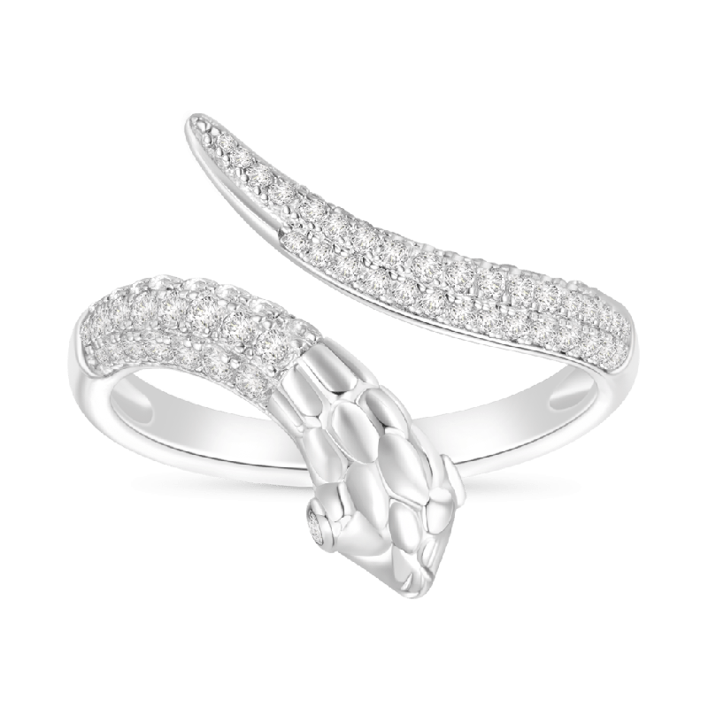 Pave White CZ Snake Ring