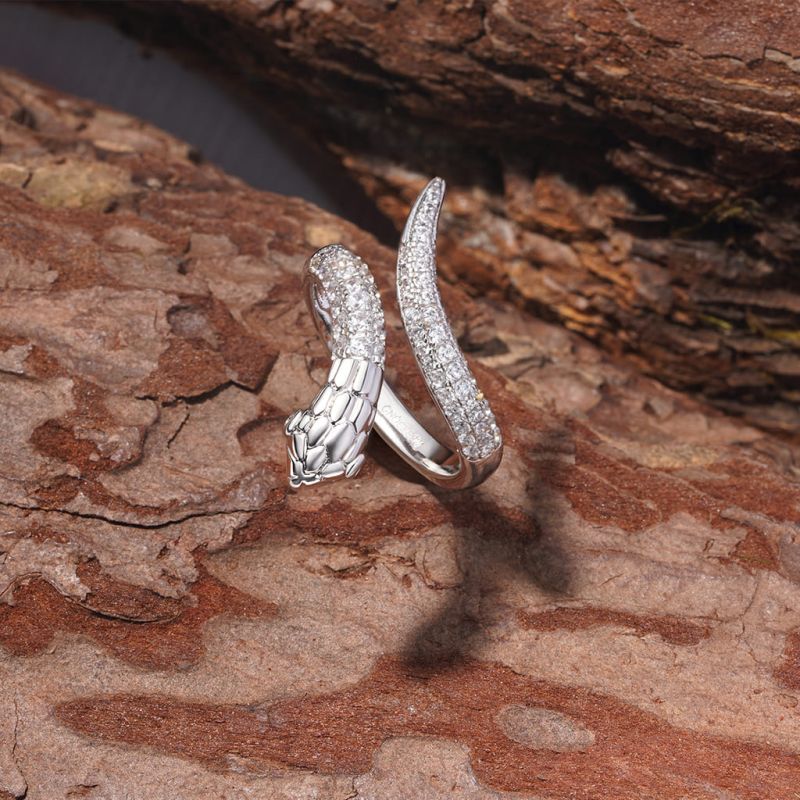 Pave White CZ Snake Ring